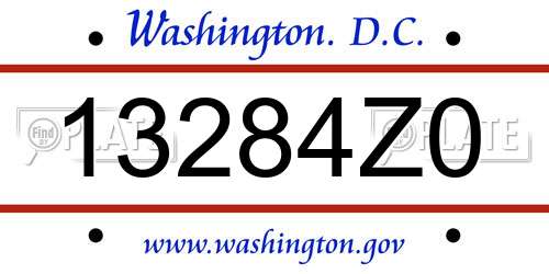13284Z0 District Of Columbia License Plate