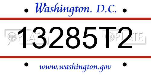 13285T2 District Of Columbia License Plate