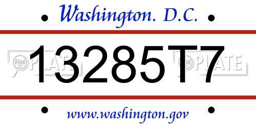 13285T7 District Of Columbia License Plate