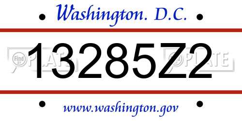 13285Z2 District Of Columbia License Plate