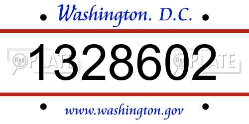 1328602 District Of Columbia License Plate