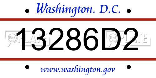 13286D2 District Of Columbia License Plate