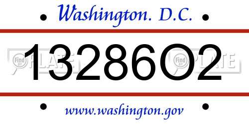 13286O2 District Of Columbia License Plate