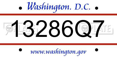 13286Q7 District Of Columbia License Plate