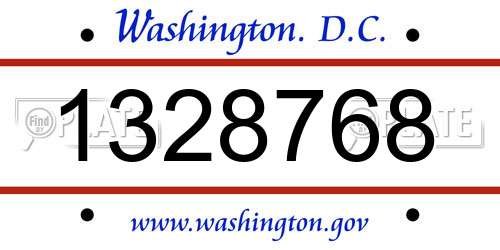1328768 District Of Columbia License Plate