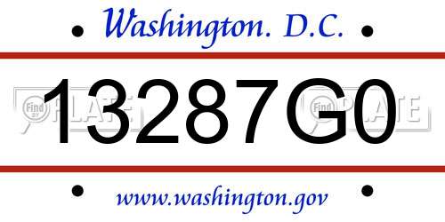 13287G0 District Of Columbia License Plate