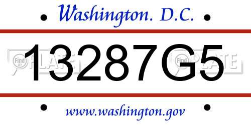 13287G5 District Of Columbia License Plate