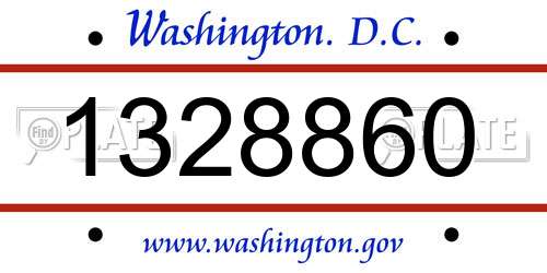 1328860 District Of Columbia License Plate
