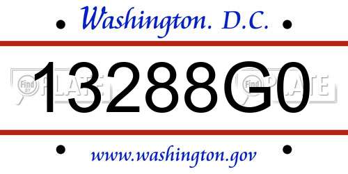 13288G0 District Of Columbia License Plate
