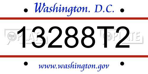 13288T2 District Of Columbia License Plate