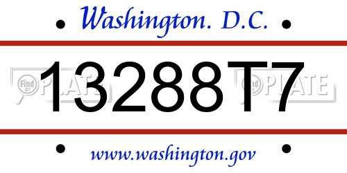 13288T7 District Of Columbia License Plate