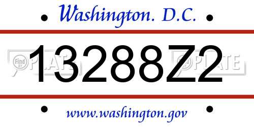13288Z2 District Of Columbia License Plate