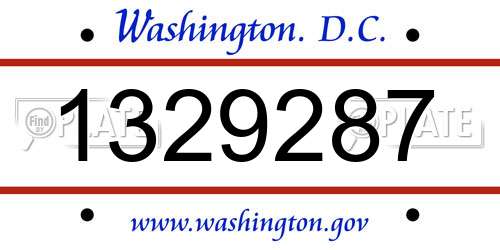 1329287 District Of Columbia License Plate