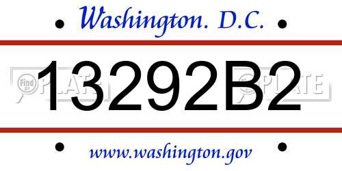 13292B2 District Of Columbia License Plate