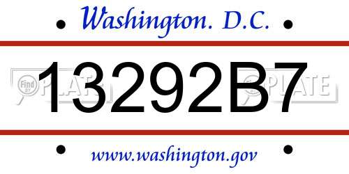 13292B7 District Of Columbia License Plate