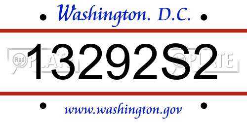 13292S2 District Of Columbia License Plate