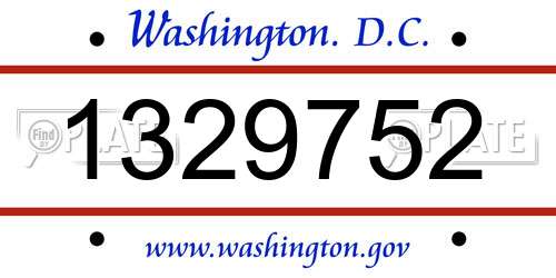 1329752 District Of Columbia License Plate