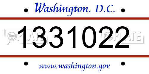 1331022 District Of Columbia License Plate