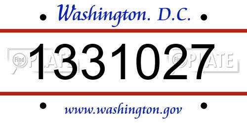 1331027 District Of Columbia License Plate