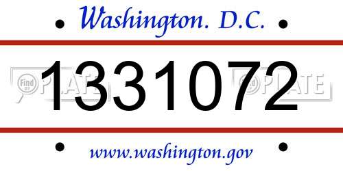 1331072 District Of Columbia License Plate