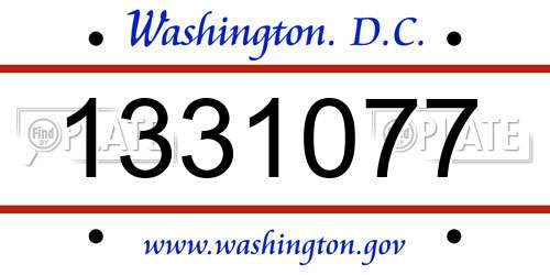 1331077 District Of Columbia License Plate