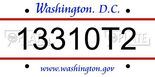 13310T2 District Of Columbia License Plate