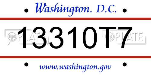 13310T7 District Of Columbia License Plate