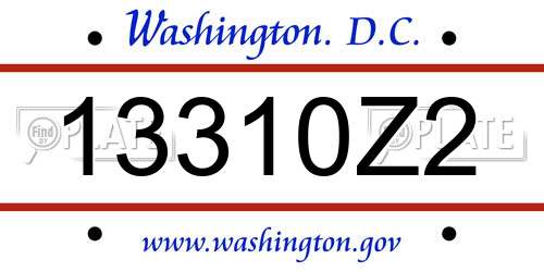 13310Z2 District Of Columbia License Plate