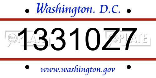 13310Z7 District Of Columbia License Plate