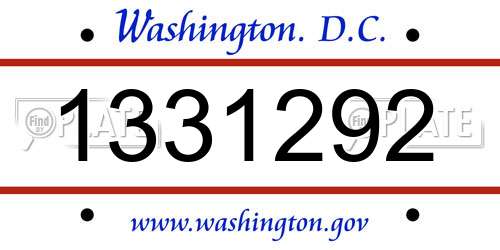 1331292 District Of Columbia License Plate