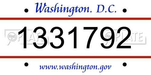 1331792 District Of Columbia License Plate