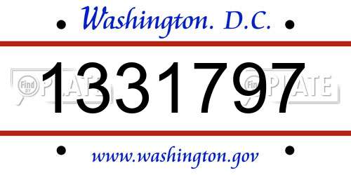 1331797 District Of Columbia License Plate