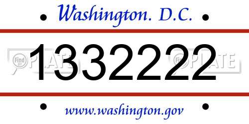 1332222 District Of Columbia License Plate