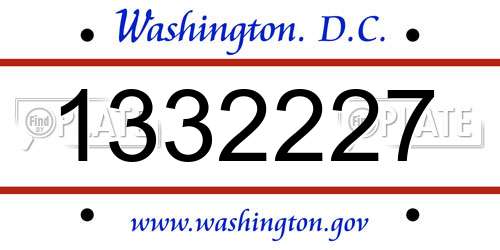 1332227 District Of Columbia License Plate