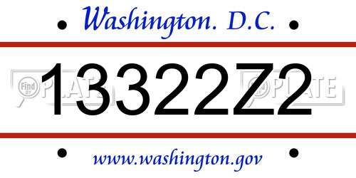 13322Z2 District Of Columbia License Plate