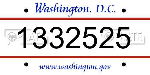 1332525 District Of Columbia License Plate