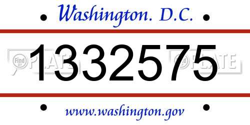 1332575 District Of Columbia License Plate