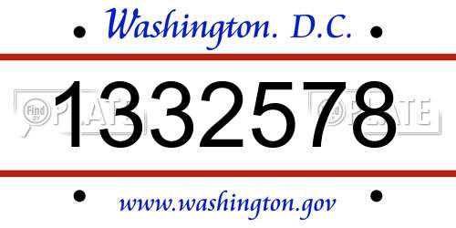1332578 District Of Columbia License Plate