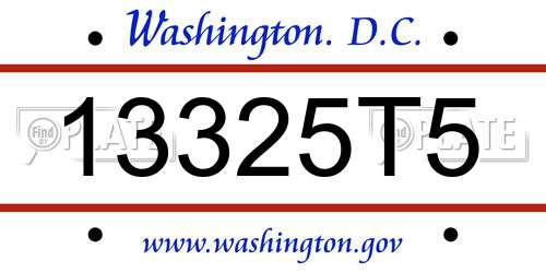 13325T5 District Of Columbia License Plate