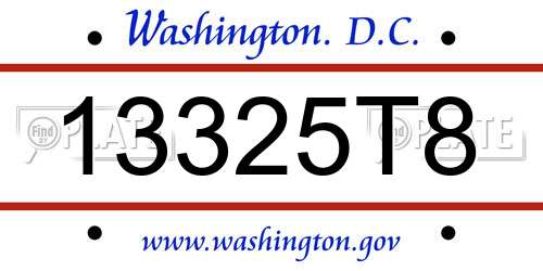 13325T8 District Of Columbia License Plate