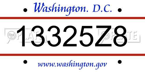 13325Z8 District Of Columbia License Plate