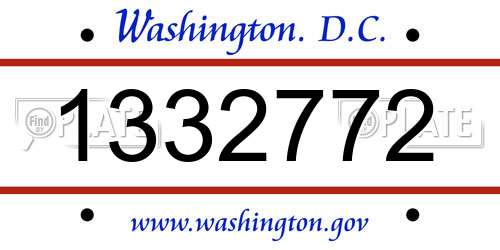 1332772 District Of Columbia License Plate