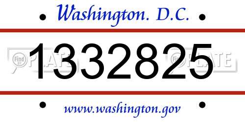 1332825 District Of Columbia License Plate