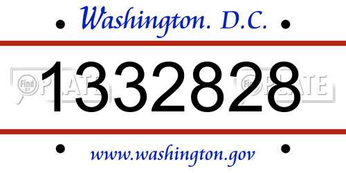 1332828 District Of Columbia License Plate