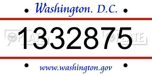 1332875 District Of Columbia License Plate