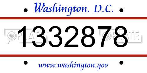 1332878 District Of Columbia License Plate