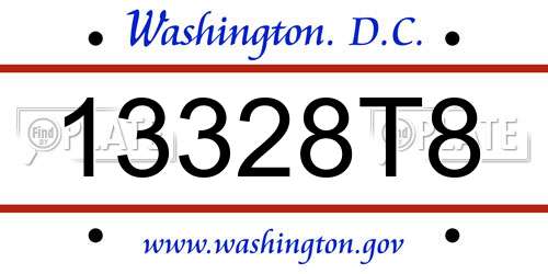 13328T8 District Of Columbia License Plate