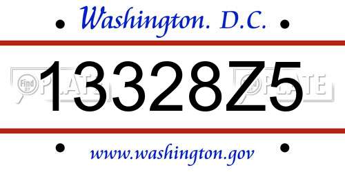 13328Z5 District Of Columbia License Plate