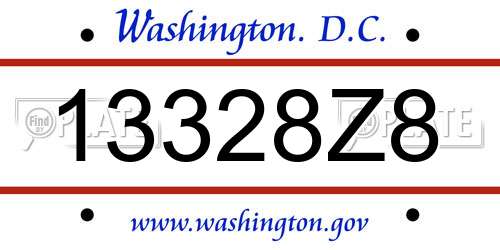 13328Z8 District Of Columbia License Plate