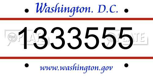 1333555 District Of Columbia License Plate